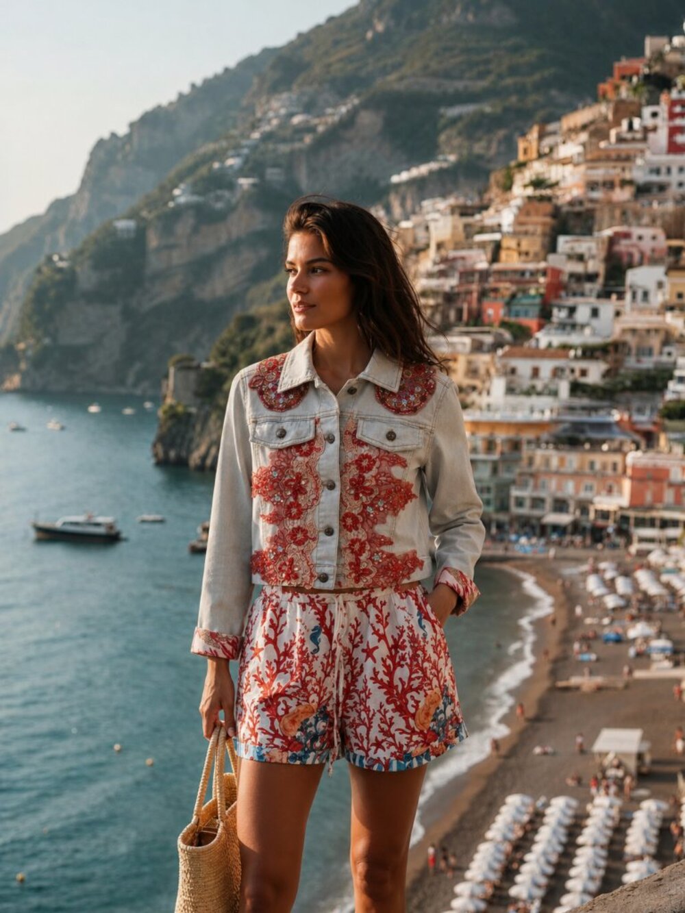 ANTICA SARTORIA Positano *RARE* Embroidered Embellished cropped denim jacket NWT - Picture 1 of 10